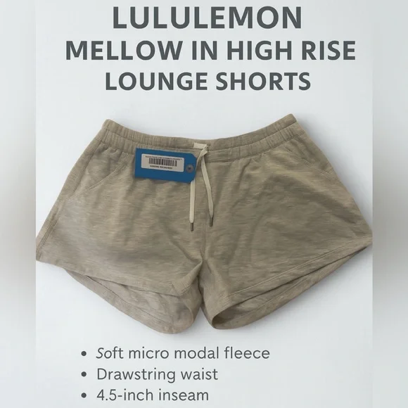 NWT Lululemon Mellow In HR Lounge Shorts | Light Gray | Size 14 Women’s - Picture 2 of 8